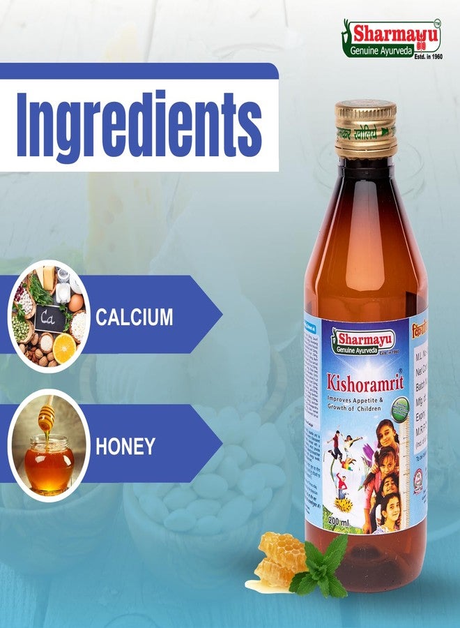 Sharmayu Kishoramrit Ayurvedic Syrup for Kids | Boosts Appetite, Growth & Bone Strength | Enriched with Calcium & Honey | 200ml - Image 4